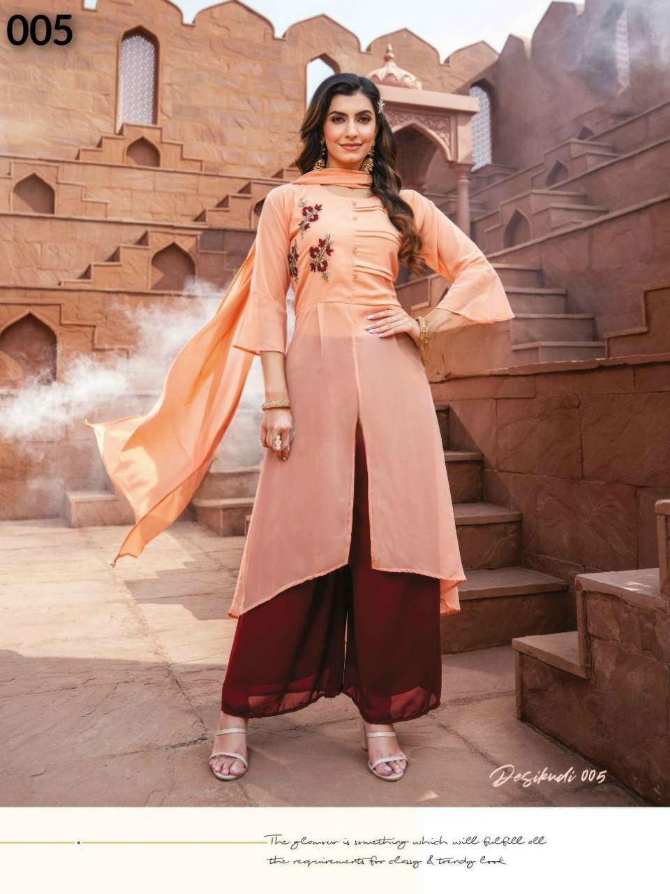 S3forever-Desi Kudi-Handwork-Zardosi-Fox-Georgette-Kurti- Bottom-Dupatta-005